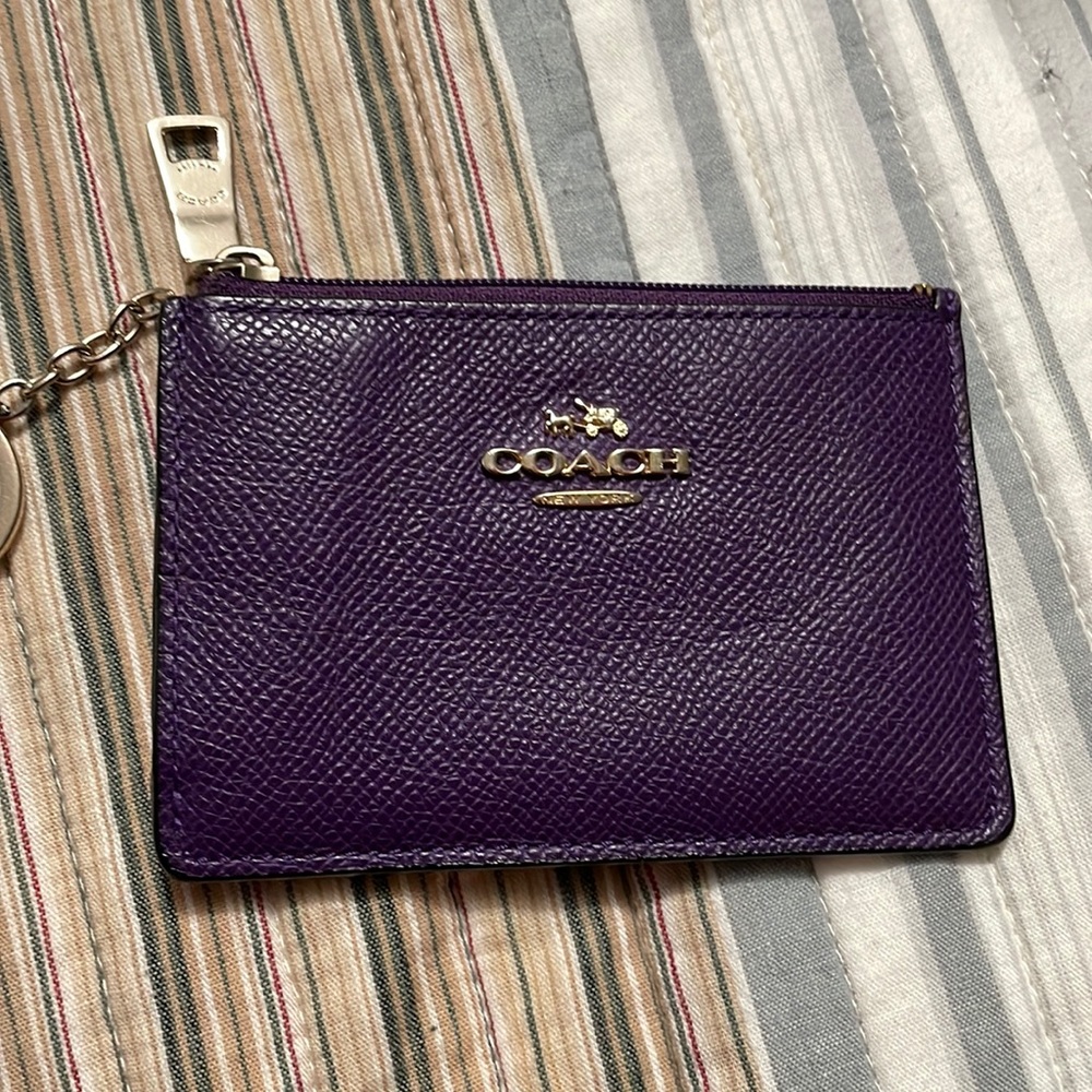 Coach purple coin & ID card purse